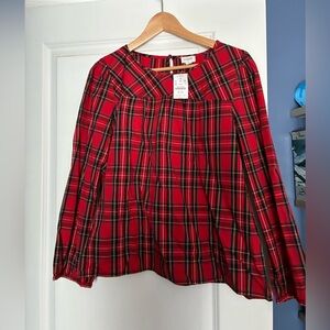 J. Crew Women's Red Plaid Blouse